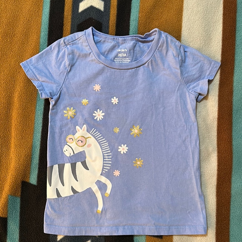 Carters Periwinkle Zebra T-shirt